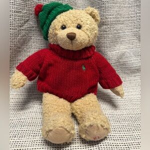 Ralph Lauren NY Teddy Bear Brown Plush Holiday 2006 Red Sweater